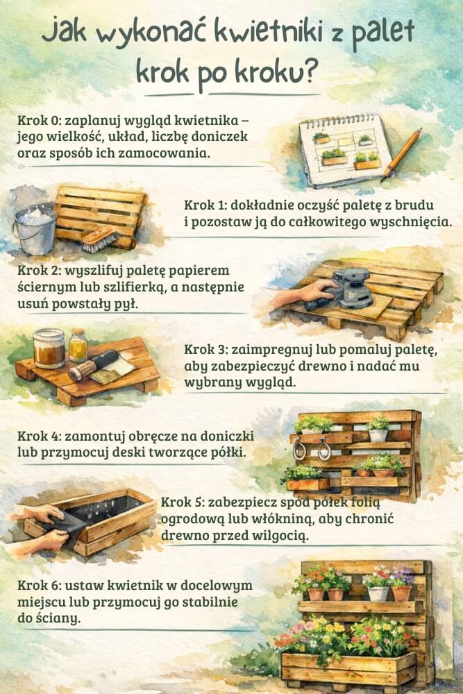 jak zrobić kwietniki z palet krok po kroku