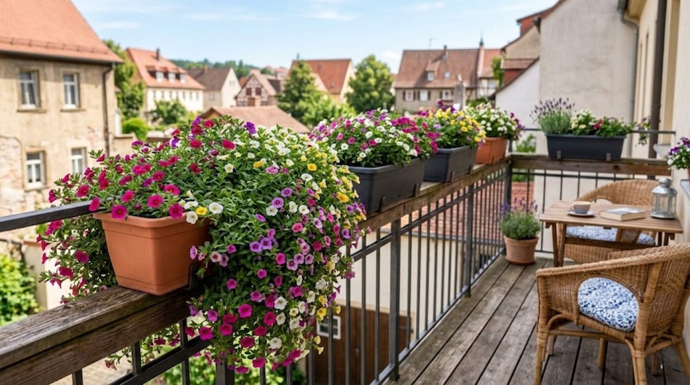 kwiaty balkonowe zwisające - Calibrachoa w doniczkach kwiaty balkonowe zwisające - Million Bells