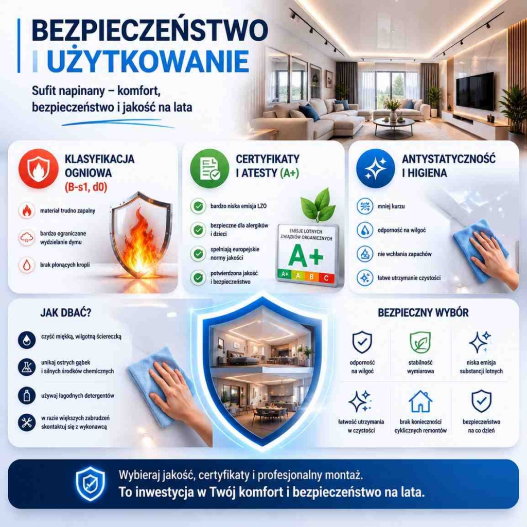 bezpieczenstwo-sufitow-podwieszanych bezpieczeństwo i użytkowanie sufitów napinanych