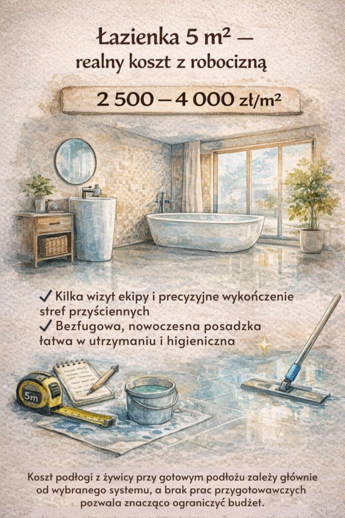 łazienka 5 m2 a posadzka z żywicy