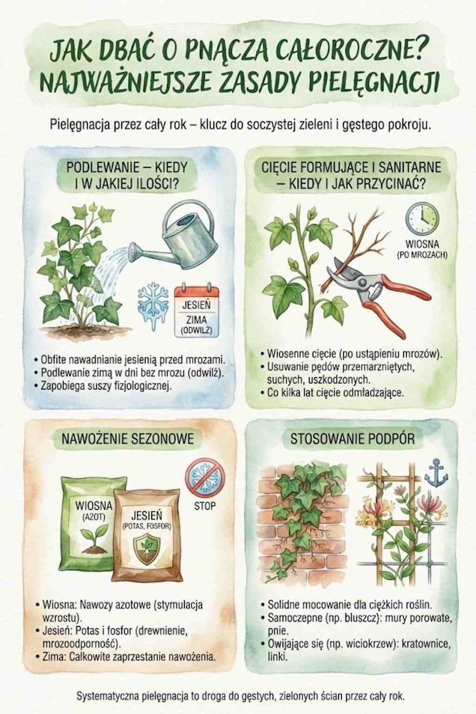 dbanie o pnącza zimozielone zasady pielęgnacji pnączy zimozielonych