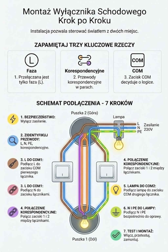 jak podłączyć wyłącznik schodowy - zasady montażu 