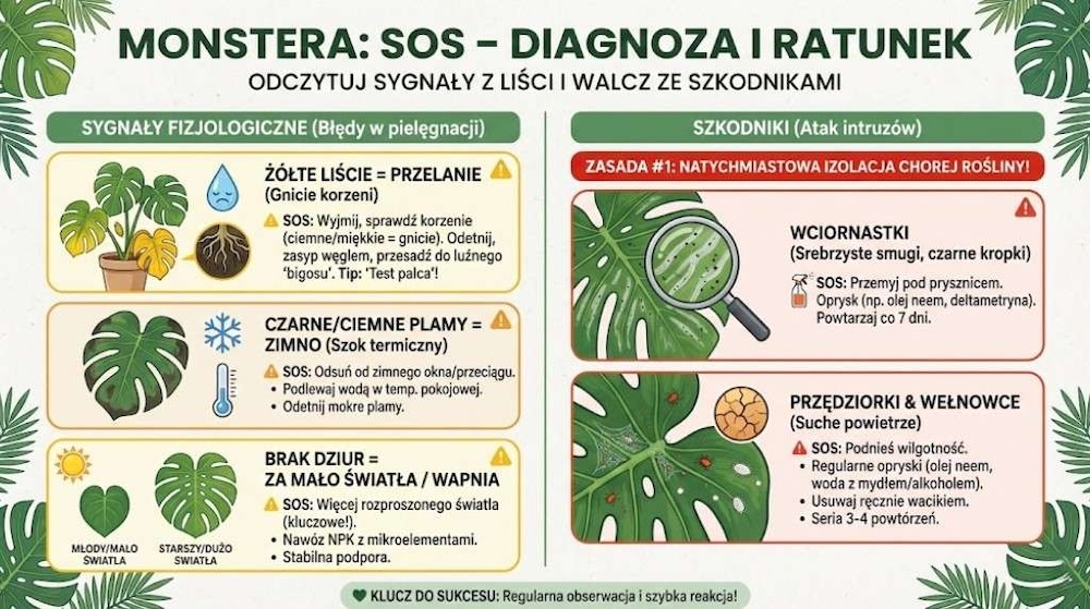 najczęstsze problemy z monsterą najczęstsze problemy w pielęgnacji monstery