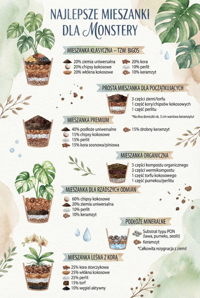 Najlepsze mieszanki podłoża dla monstery Monstera – jaka ziemia? Najlepsze mieszanki