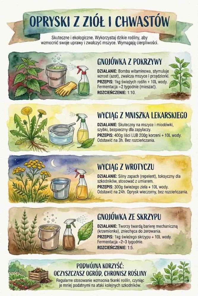 naturalny oprysk na mszyce - wyciąg z ziół i chwastów naturalny oprysk na mszyce ziołowy