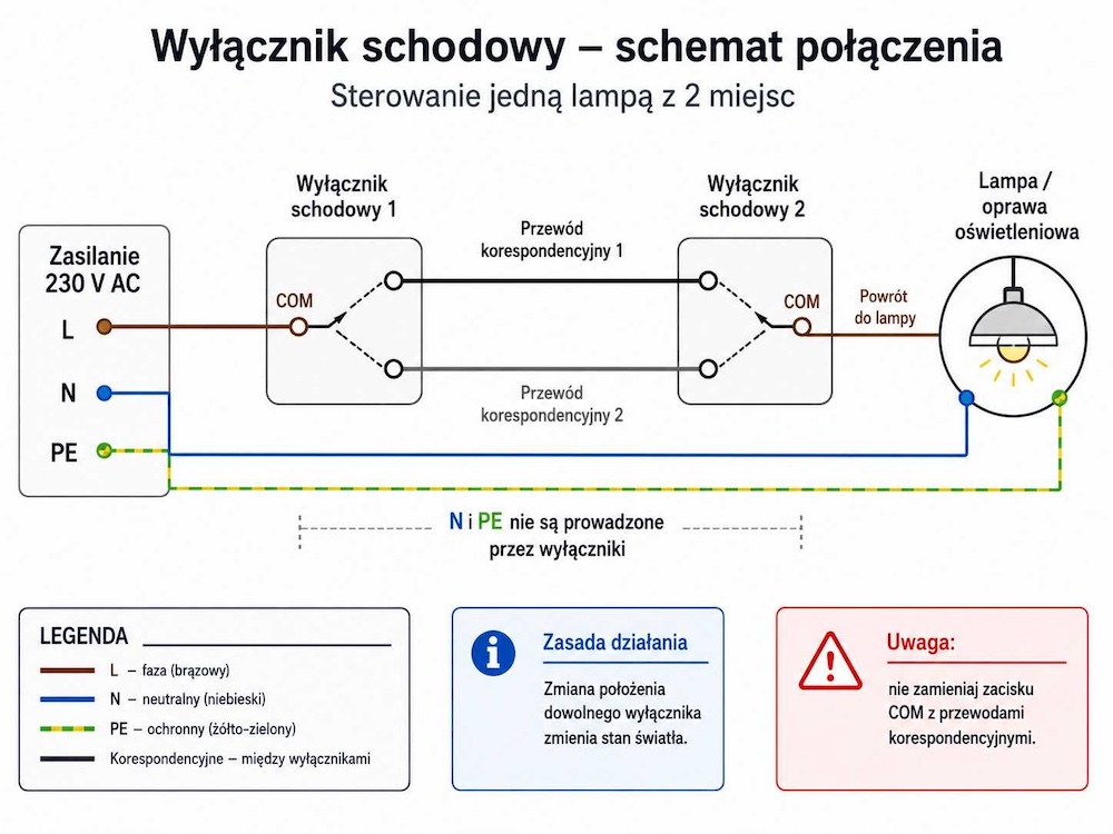 wylacznik-schodowy-krzyzowy-schemat-podlaczenia wyłącznik schodowy krzyżowy - schemat graficzny
