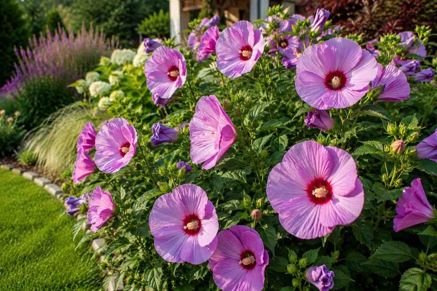 hibiskus bylinowy w ogrodzie 