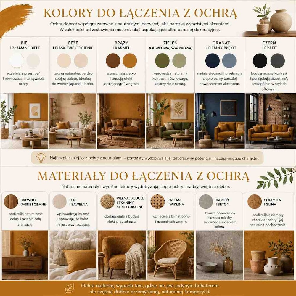 kolory-do-laczenia-z-ochra z czym łączyć ochrę - kolory i materiały