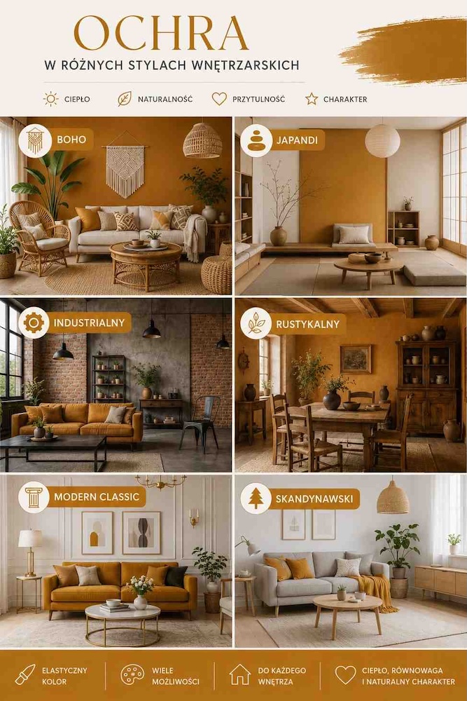 ochra-w-roznych-stylach-wnetrzarskich ochra w różnych stylach wnętrz