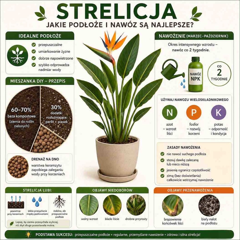 podloze-i-nawoz-dla-strelicji jaka ziemia i nawóz dla strelicji
