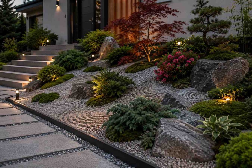 skarpa-inspirowana-ogrodem-japonskim skarpa w stylu ogrodu japońskiego