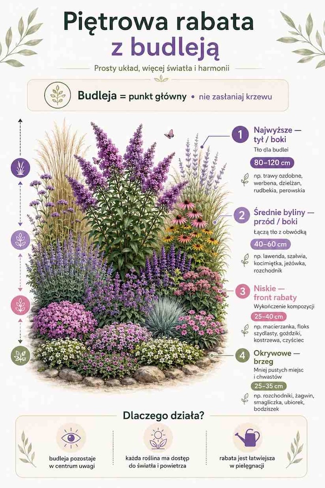 budowa-rabaty-z-budleja rozmieszczenie roślin z budleją