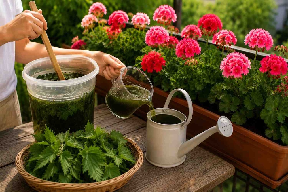 domowy-nawoz-do-pelargonii-gnojowka-z-pokrzywy domowy nawóz do pelargonii z pokrzywy