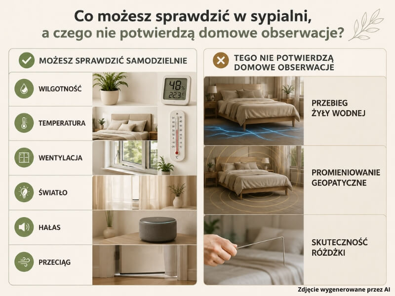 sypialnia z czynnikami wpływającymi na komfort snu