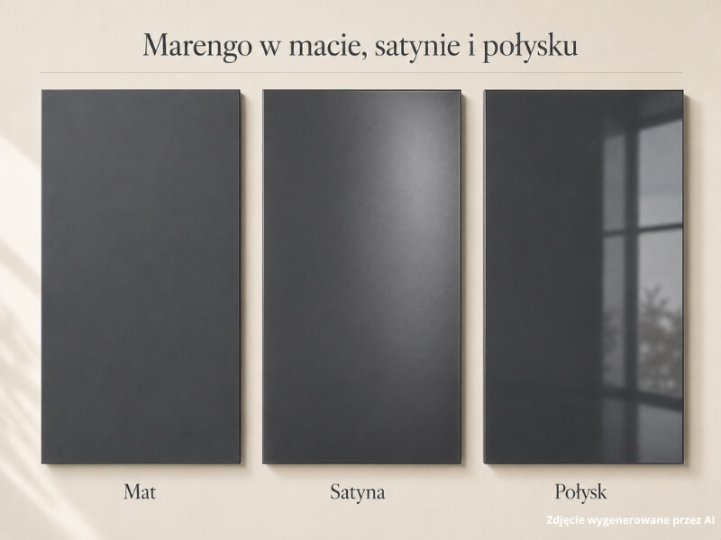 porównanie odcienia marengo w wykończeniu matowym satynowym i połyskliwym marengo – kolor w wykończeniu matowym satynowym i połyskliwym